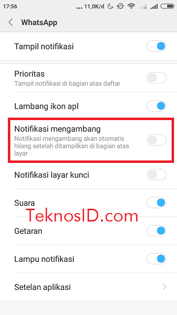 Notifikasi Menambang (Floating) Xiaomi